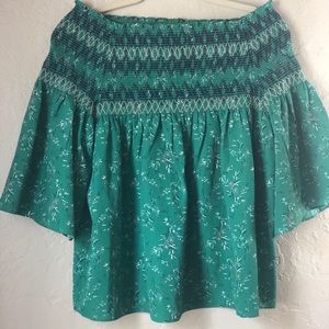 Off the shoulder green blouse